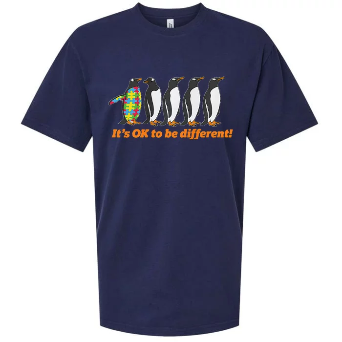 Autism Awareness It's OK To Be Different Penguin Sueded Cloud Jersey T-Shirt