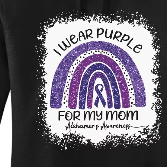 Alzheimer’S Awareness I Wear Purple For My Mom Purple Rainbow Women's Pullover Hoodie