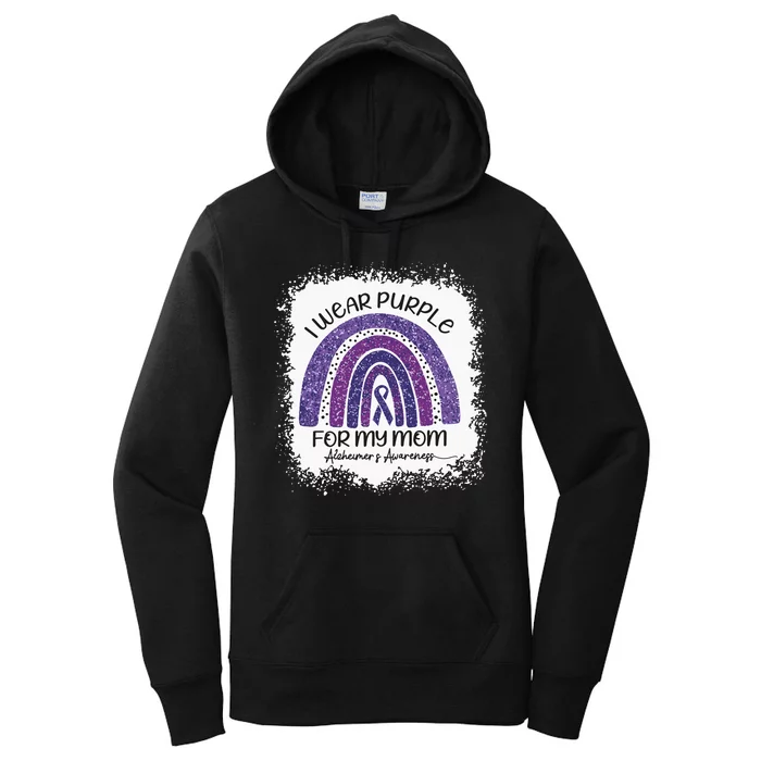 Alzheimer’S Awareness I Wear Purple For My Mom Purple Rainbow Women's Pullover Hoodie