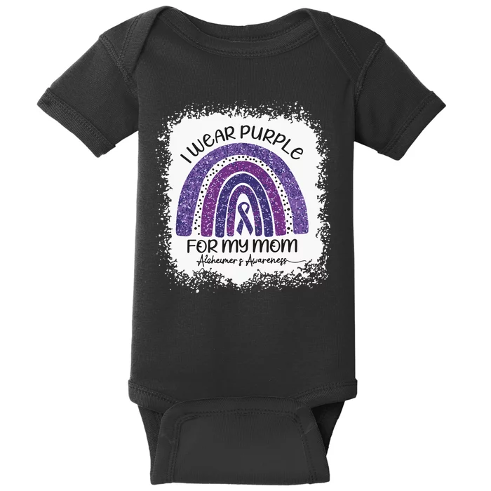 Alzheimer’S Awareness I Wear Purple For My Mom Purple Rainbow Baby Bodysuit