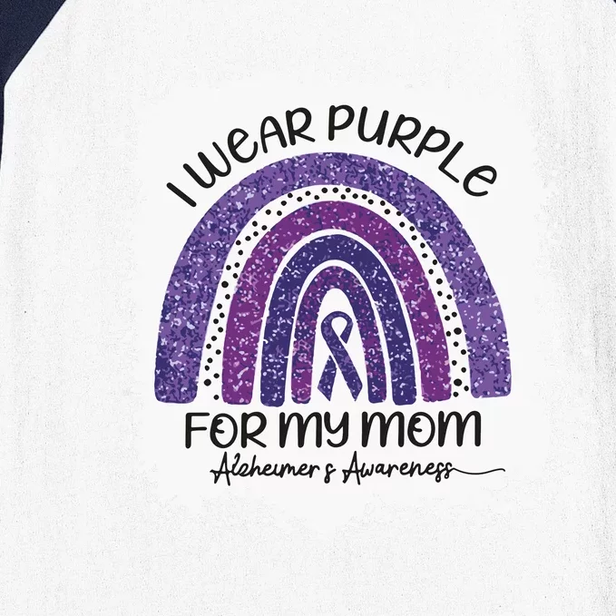 Alzheimer’S Awareness I Wear Purple For My Mom Purple Rainbow Baseball Sleeve Shirt