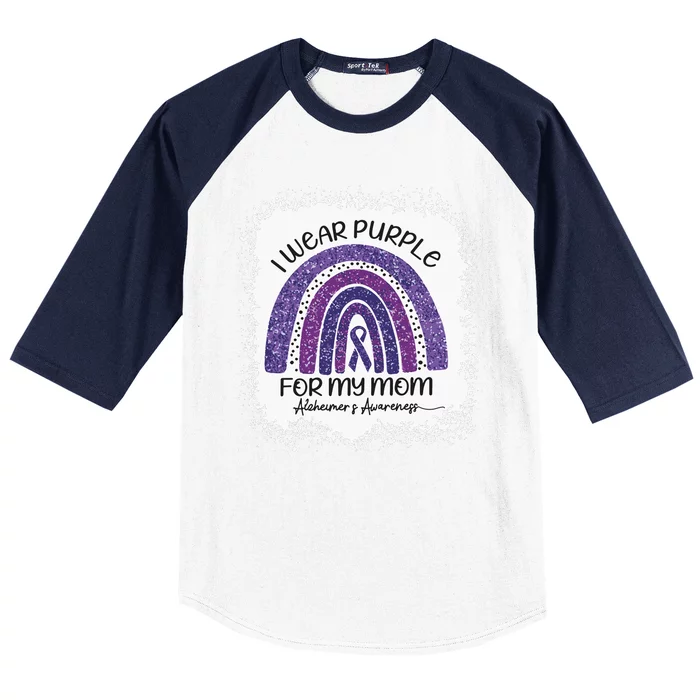 Alzheimer’S Awareness I Wear Purple For My Mom Purple Rainbow Baseball Sleeve Shirt