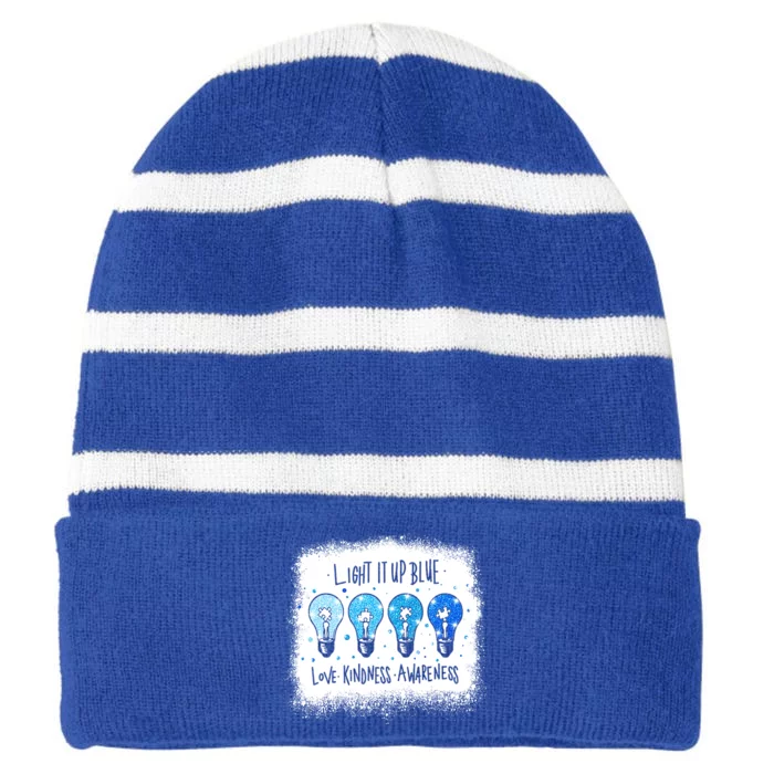 Autism Awareness I Light It Up Blue Meaningful Gift Striped Beanie with Solid Band