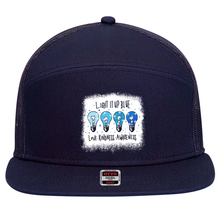 Autism Awareness I Light It Up Blue Meaningful Gift 7 Panel Mesh Trucker Snapback Hat