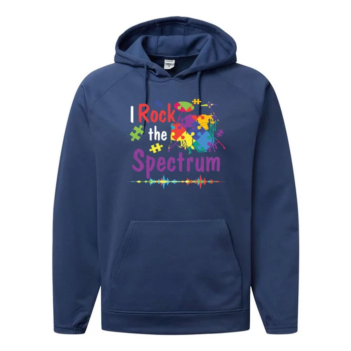 Autism Awareness I Rock The Spectrum Colorful Drums Gift Performance Fleece Hoodie