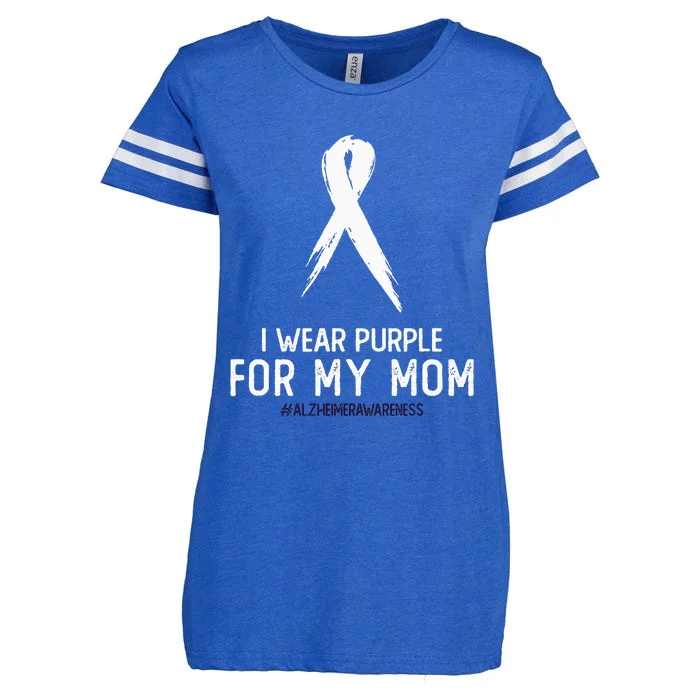 Alzheimers Awareness I Wear Purple For My Mom Cute Purple Enza Ladies Jersey Football T-Shirt