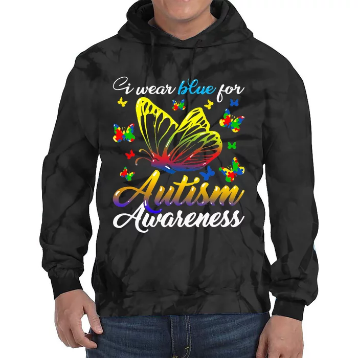 Autism Awareness I Wear Blue For Autism Family Support Tie Dye Hoodie