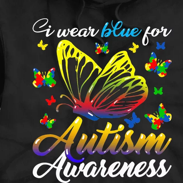 Autism Awareness I Wear Blue For Autism Family Support Tie Dye Hoodie