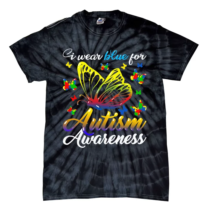 Autism Awareness I Wear Blue For Autism Family Support Tie-Dye T-Shirt