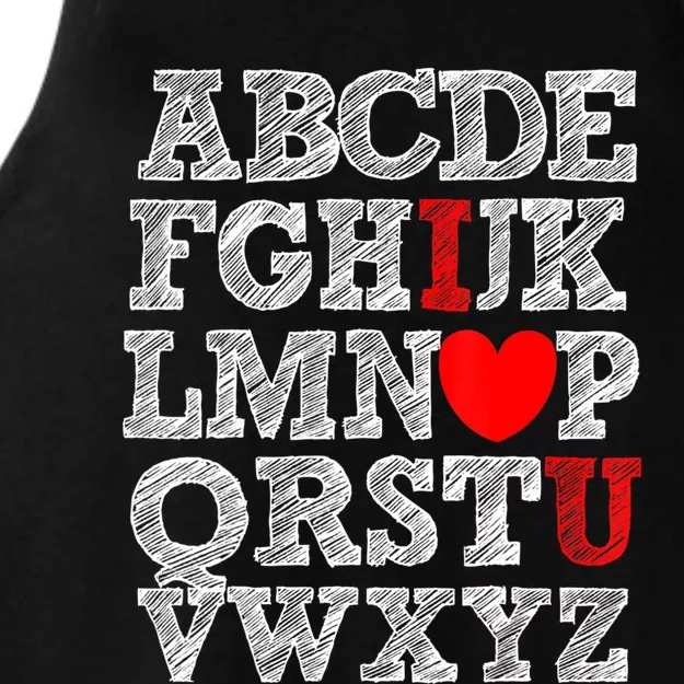 Alphabet ABC I Love You Valentines Day I Heart You Ladies Tri-Blend Wicking Tank