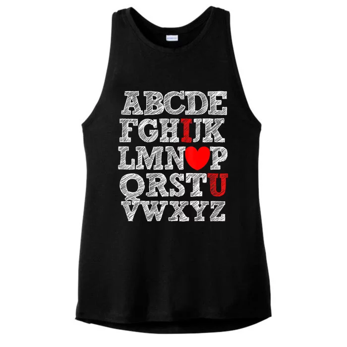 Alphabet ABC I Love You Valentines Day I Heart You Ladies Tri-Blend Wicking Tank