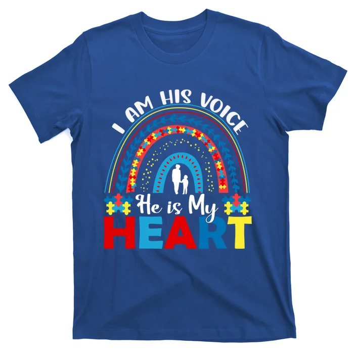 Autism Awareness I Am His Voice He Is My Heart Autism Mom Meaningful Gift T-Shirt