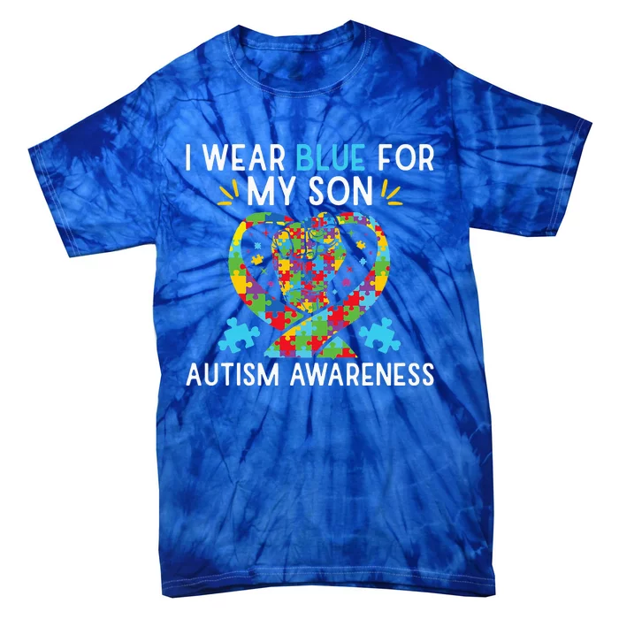 Autism Awareness I Wear Blue For My Son Tie-Dye T-Shirt