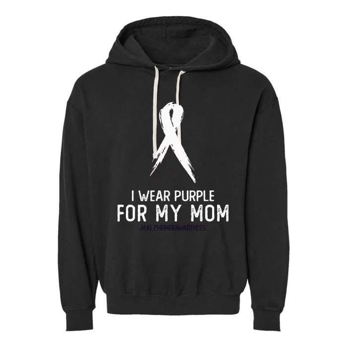 Alzheimers Awareness I Wear Purple For My Mom Cute Purple Garment-Dyed Fleece Hoodie