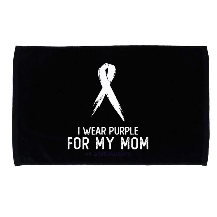 Alzheimers Awareness I Wear Purple For My Mom Cute Purple Microfiber Hand Towel