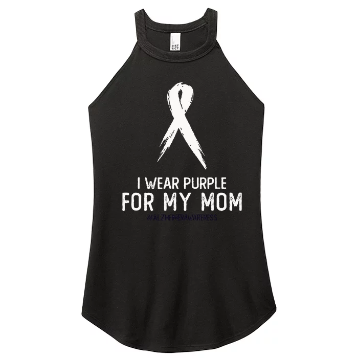 Alzheimers Awareness I Wear Purple For My Mom Cute Purple Women’s Perfect Tri Rocker Tank