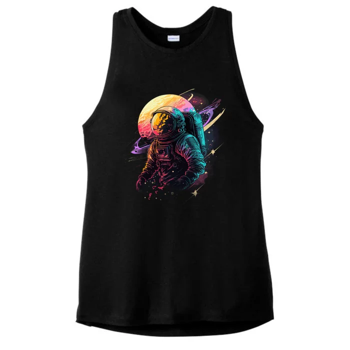 An Astronaut In Outer Space Ladies Tri-Blend Wicking Tank