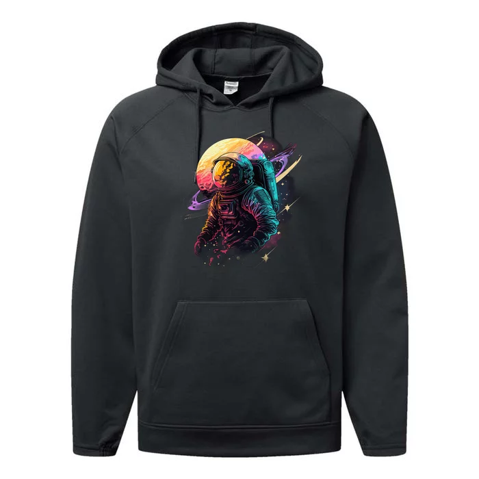 An Astronaut In Outer Space Performance Fleece Hoodie