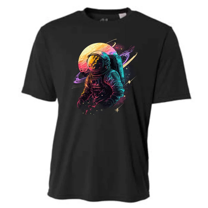 An Astronaut In Outer Space Cooling Performance Crew T-Shirt