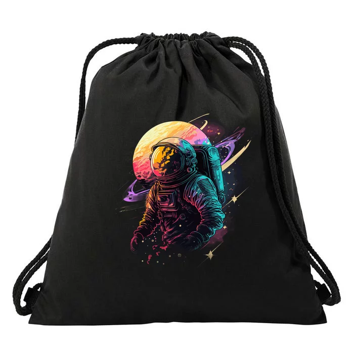 An Astronaut In Outer Space Drawstring Bag