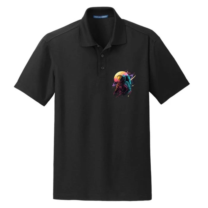 An Astronaut In Outer Space Dry Zone Grid Performance Polo