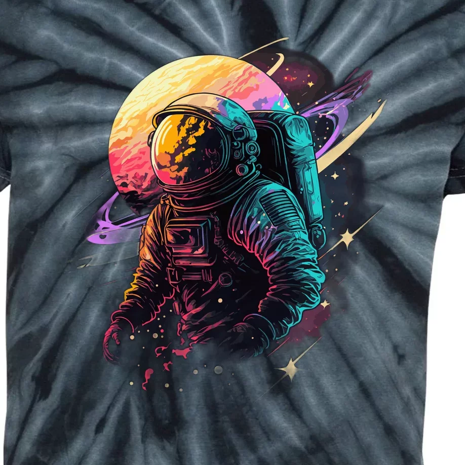 An Astronaut In Outer Space Kids Tie-Dye T-Shirt