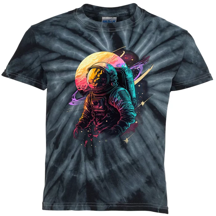 An Astronaut In Outer Space Kids Tie-Dye T-Shirt