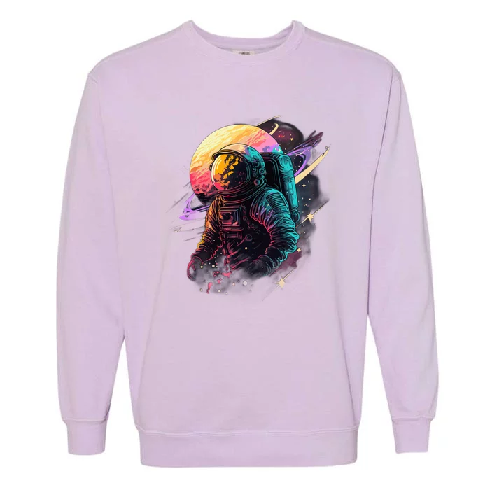 An Astronaut In Outer Space Garment-Dyed Sweatshirt