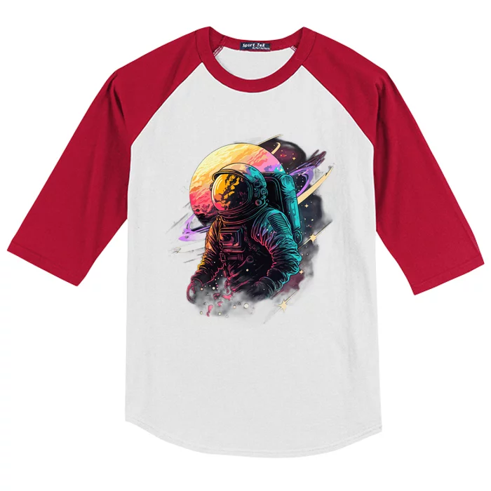 An Astronaut In Outer Space Kids Colorblock Raglan Jersey