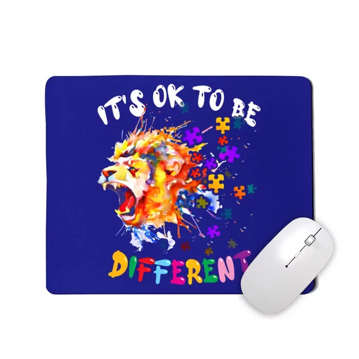 Autism Awareness It Is Ok To Be Different Colorful Lion Gift Mousepad