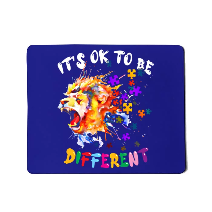 Autism Awareness It Is Ok To Be Different Colorful Lion Gift Mousepad