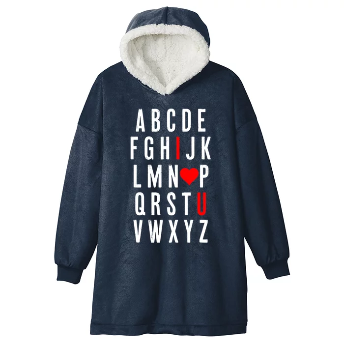 Abc Alphabet I Love You English Teacher Valentines Day Gift Hooded Wearable Blanket