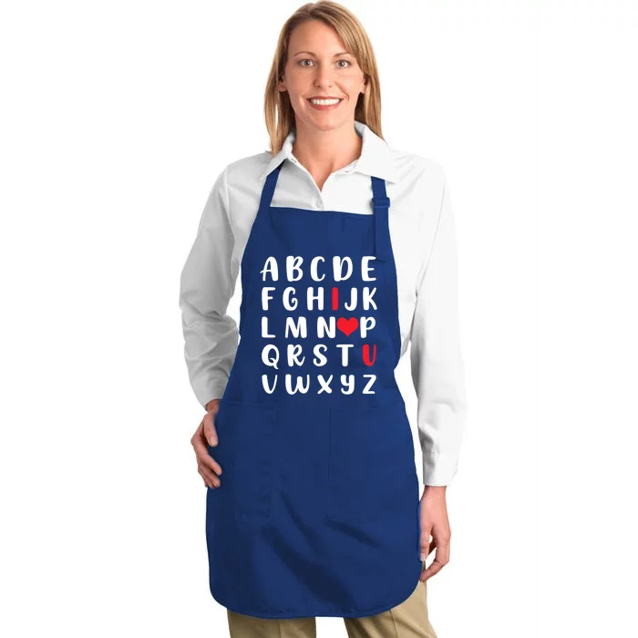 Abc Alphabet I Love You English Teacher Valentines Day Great Gift Full-Length Apron With Pocket