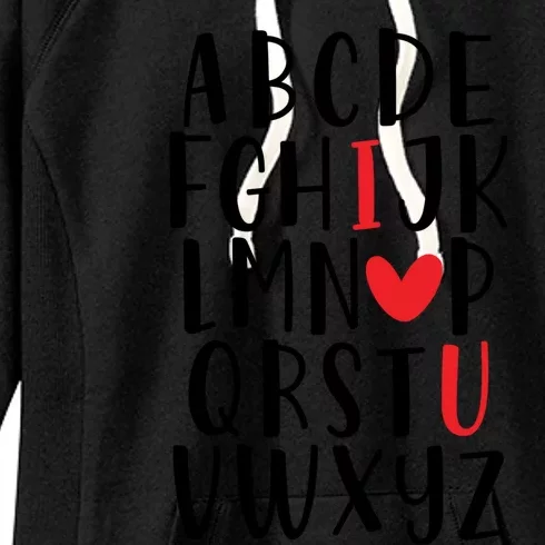 Abc Alphabet I Love You English Teacher Valentines Day Meaningful Gift Women's Fleece Hoodie