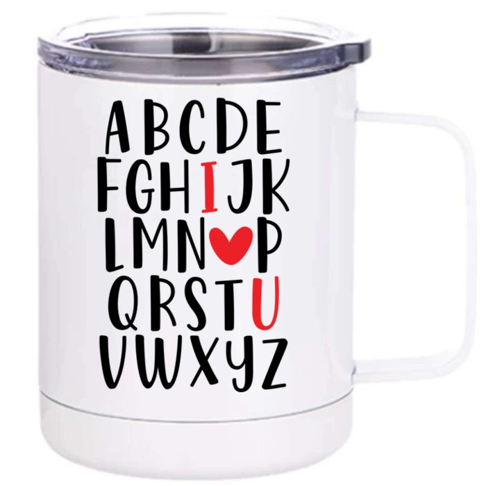 Abc Alphabet I Love You English Teacher Valentines Day Meaningful Gift Front & Back 12oz Stainless Steel Tumbler Cup