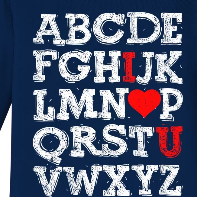 Abc Alphabet I Love You English Teachers Valentines Day Gift Baby Long Sleeve Bodysuit