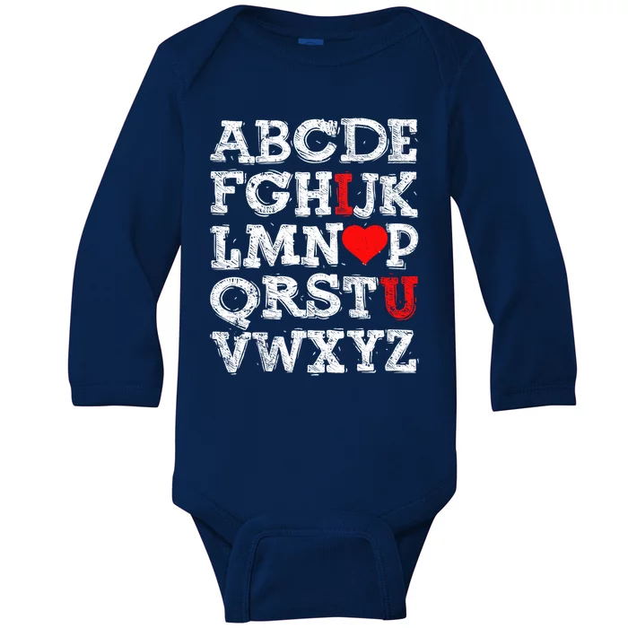 Abc Alphabet I Love You English Teachers Valentines Day Gift Baby Long Sleeve Bodysuit