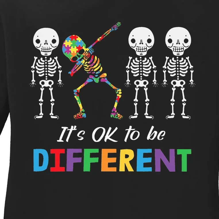 Autism Awareness  Its Ok To Be Different Ladies Long Sleeve Shirt