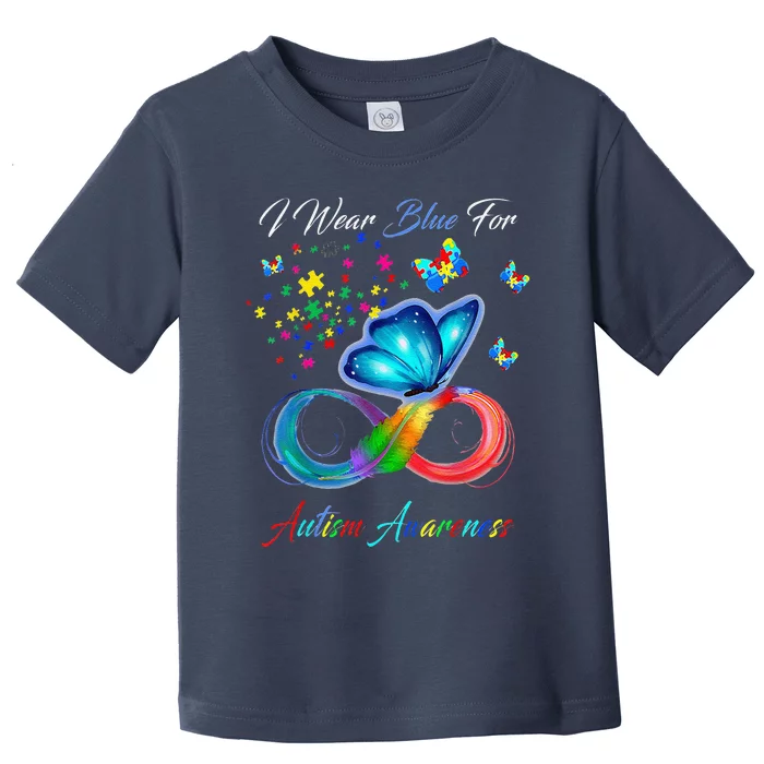 Autism Awareness I Wear Blue For Autism Family Support Toddler T-Shirt