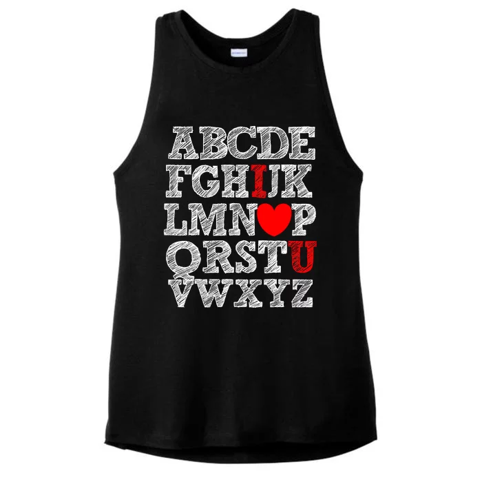 Alphabet ABC I Love You Valentines Day I Heart You Ladies Tri-Blend Wicking Tank