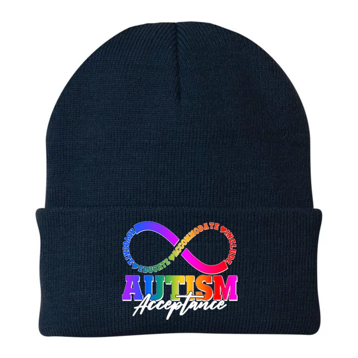 Autism Acceptance Infinity Symbol Knit Cap Winter Beanie