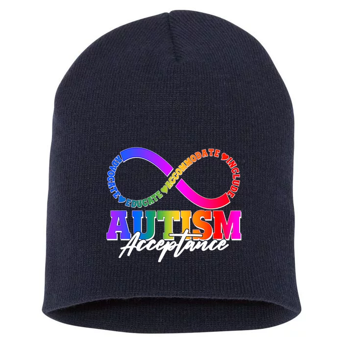 Autism Acceptance Infinity Symbol Short Acrylic Beanie