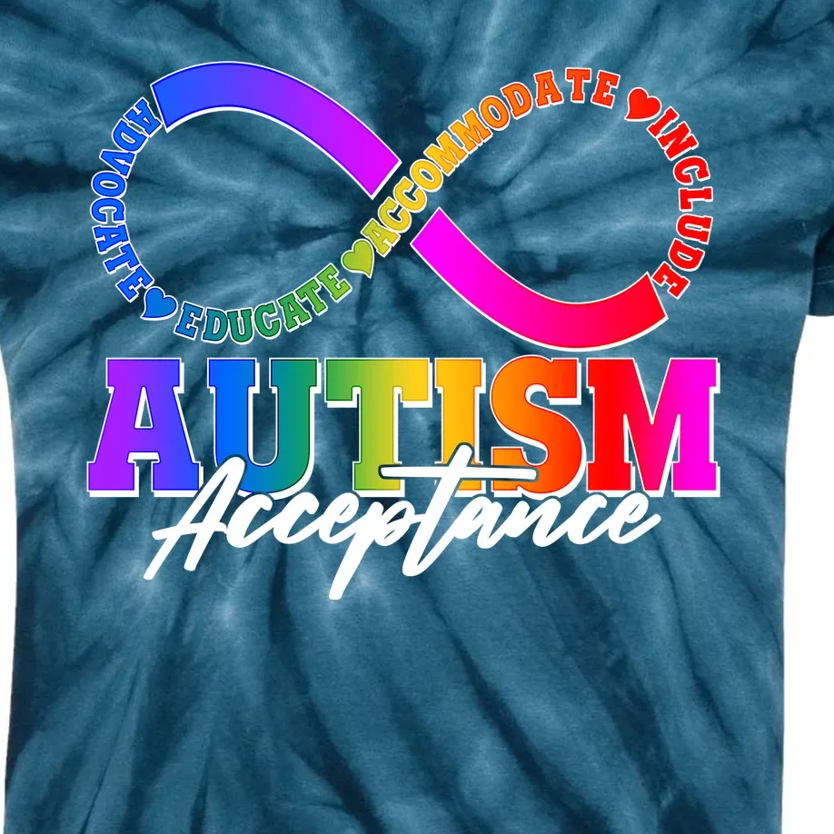 Autism Acceptance Infinity Symbol Kids Tie-Dye T-Shirt