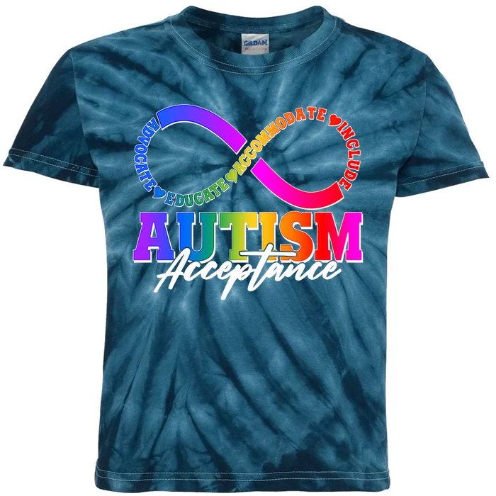 Autism Acceptance Infinity Symbol Kids Tie-Dye T-Shirt