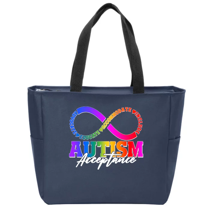 Autism Acceptance Infinity Symbol Zip Tote Bag