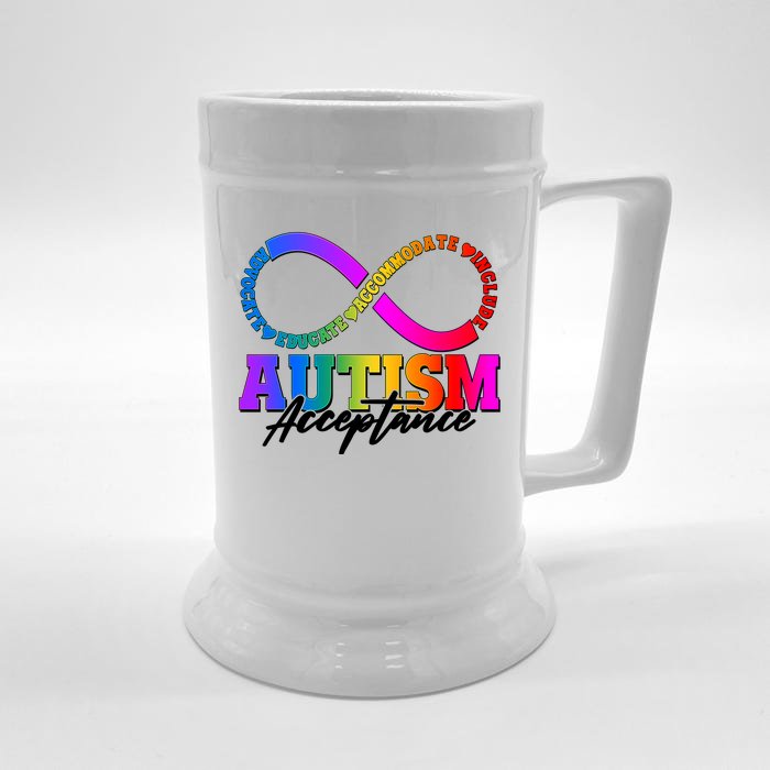 Autism Acceptance Infinity Symbol Front & Back Beer Stein