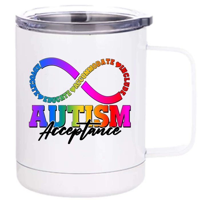 Autism Acceptance Infinity Symbol Front & Back 12oz Stainless Steel Tumbler Cup