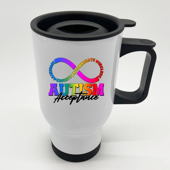 Autism Acceptance Infinity Symbol Front & Back Stainless Steel Travel Mug