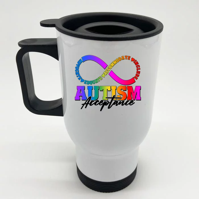 Autism Acceptance Infinity Symbol Front & Back Stainless Steel Travel Mug