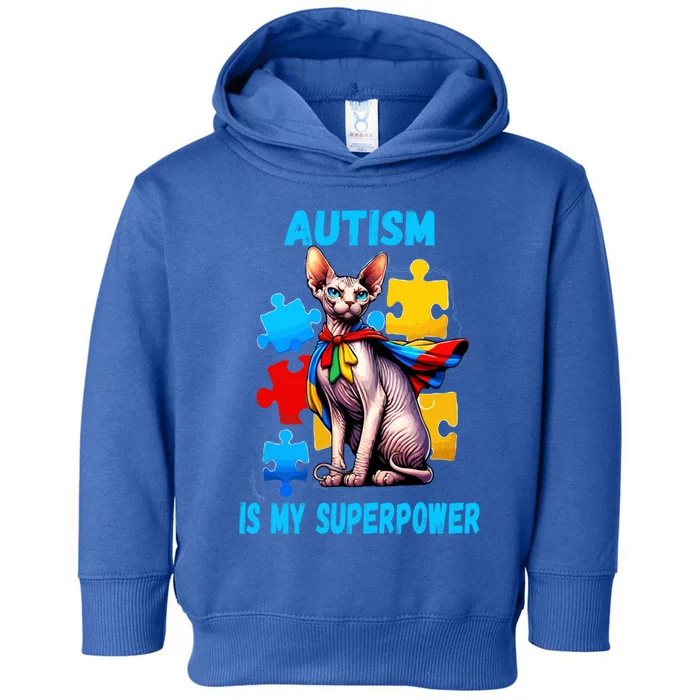 Autism Awareness Is My Superpower Cat Gift Toddler Hoodie